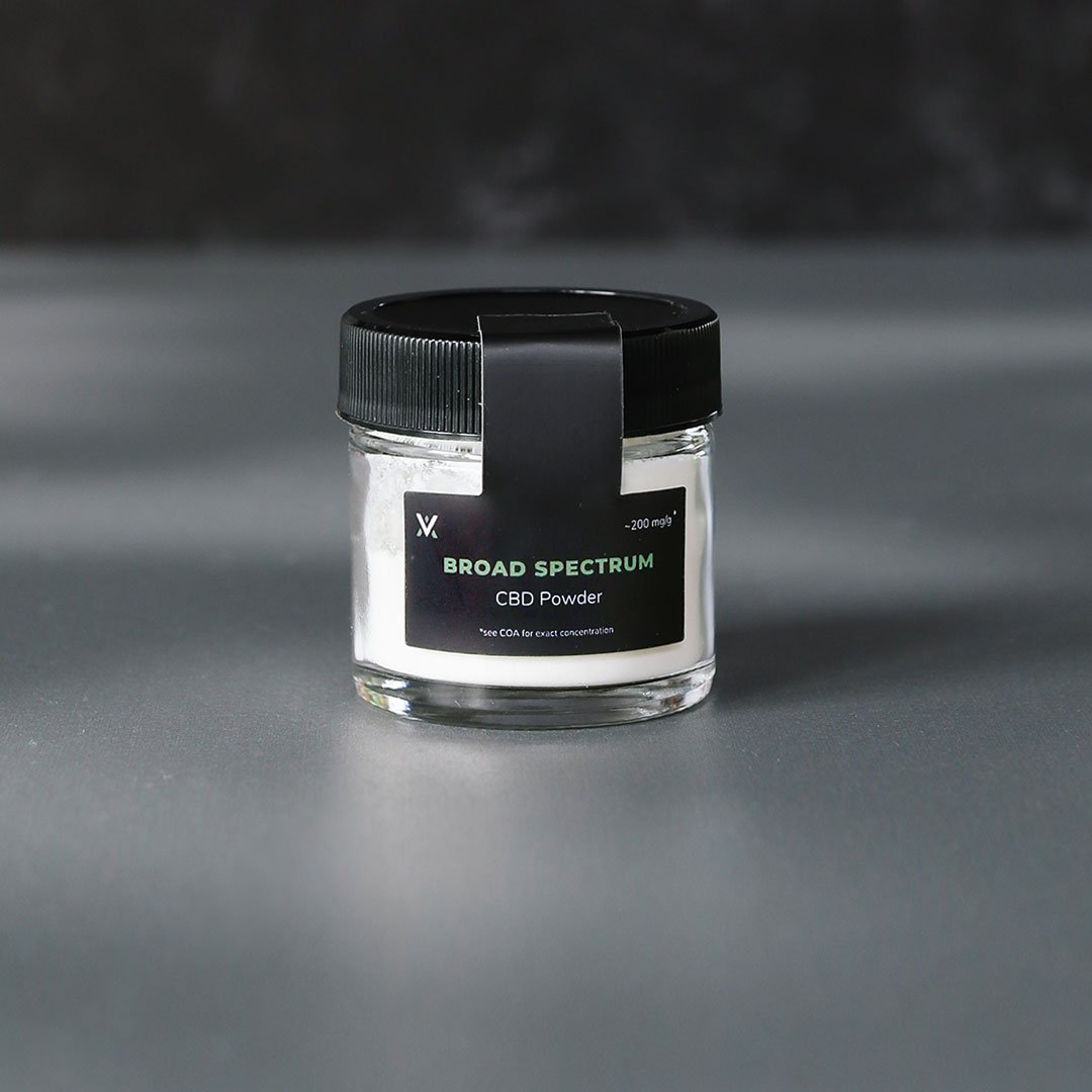 sample jar of Vertosa broad spectrum CBD powder